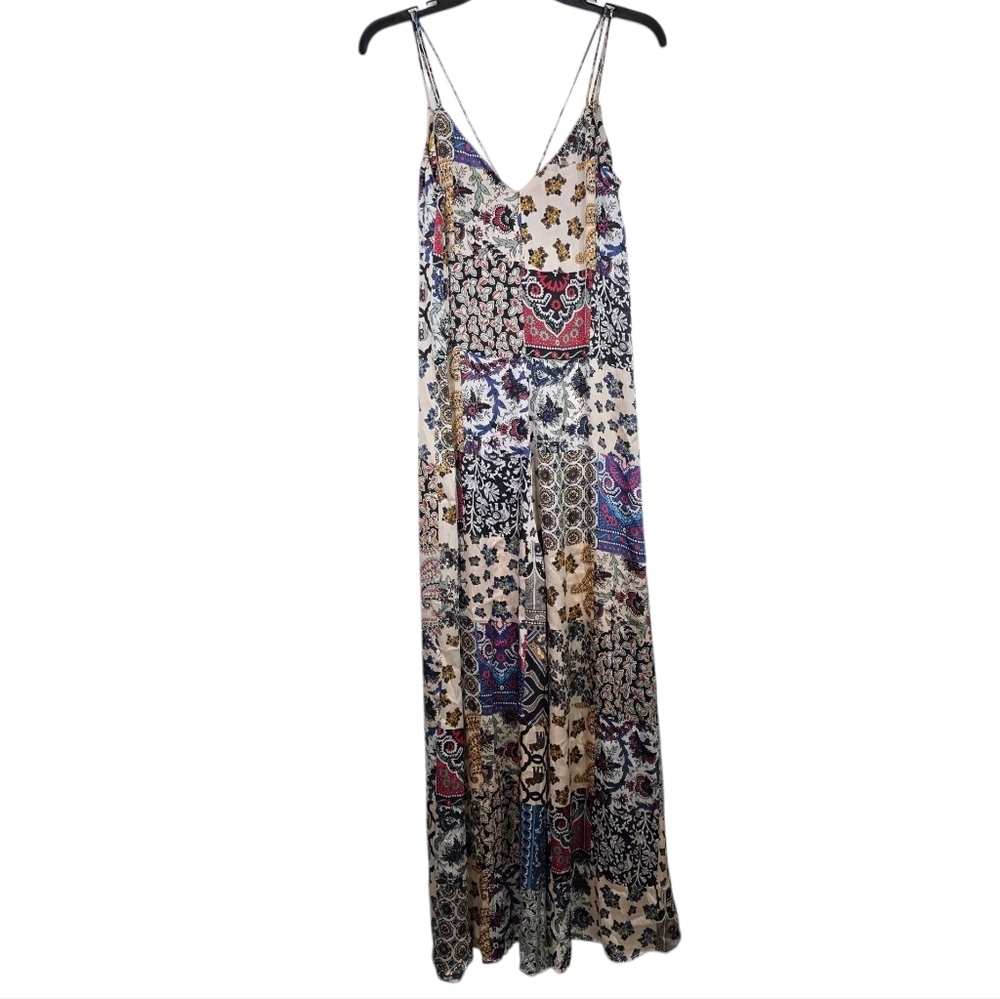 Zara patch work satin wideleg  jumpsuit